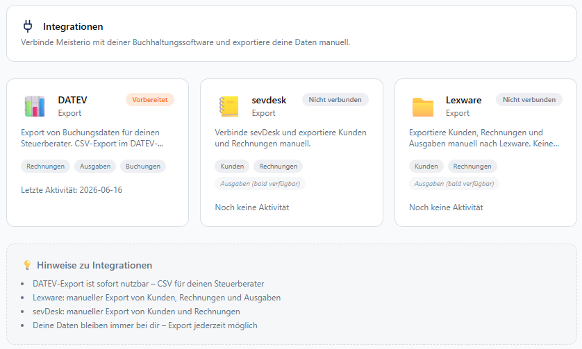 Meisterio ZUGFeRD Rechnung – Maler Software