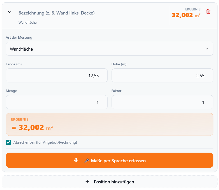 Meisterio Digitales Aufmaß Screenshot